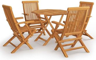 vidaXL 5 Piece Garden Dining Set Solid Teak Wood Vidaxl