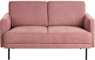 Beliani Beliani - Sofá 2 plazas moderno tapizado patas de metal tejido repelente al agua respaldo acolchado rosa Breda