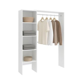 Dmora Armario Makalu, Estructura Para Vestidor, Perchero Abierto, 140x40h187 Cm, Blanco - Dmora