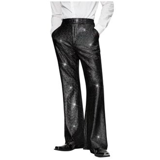 Generic Sequins Trousers Men Fancy Dress Perform Loungepants, Mens Causal Slim Fit Running Trouser Tracksuit Jogging Bottoms Street Clubbing Pants Free Size I
