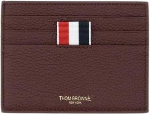 Thom Browne Zachte Pebble Grain Kaarthouder met Biljetvak - Heren - Portefeuilles - Rood - ONE Size - Leer - Accessoires