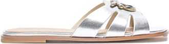 Pinko Milly Flat Sandal - Dames - Sandalen - Grijs - 39 EU - Leer - Schoenen