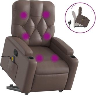 vidaXL Vidaxl - Sillón reclinable de masaje de pie de cuero sintético marrón