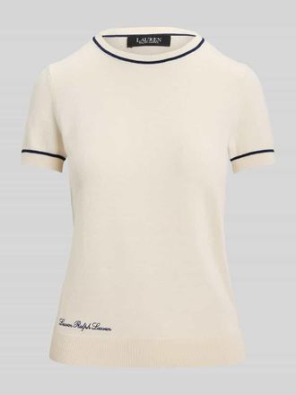 Lauren Ralph Lauren Regular Fit Strickpullover mit kurzem Arm in Ecru, Gr&ouml;&szlig;e XL