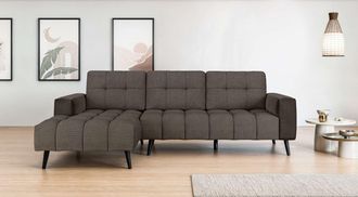 HOME AFFAIRE Ecksofa »SERINE mit Recamiere rechts/links bestellbar, Masse B/H/T 253/91/161 cm« L-Form mit Wellenunterfederung, 3 Rückenkissen, ohne Bettfunktion