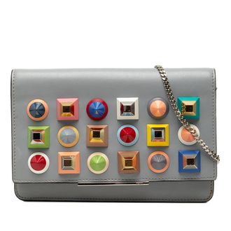 Fendi Pre-owned Fendi Vitello Liberty Studded Leather Tube Wallet on Chain Ladies BDV2J89EF13EDR63