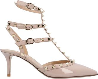 Valentino Schoenen, Dames, Beige, 37 1/2 EU, Leer, Rockstud Caged Pump 65mm