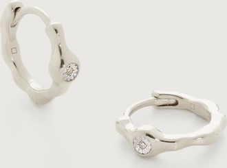 Monica Vinader Sterling Silver Siren Diamond Huggie Earrings Diamond