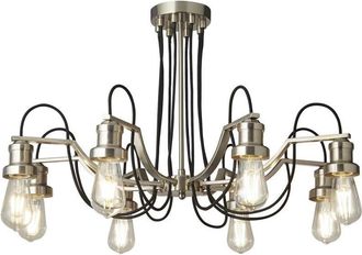 Searchlight Searchlight - Olivia Techo De 8 Luces, Cable De Tela Trenzada Negra, Plata Satinada