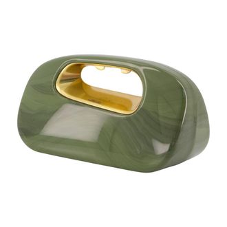 Cult Gaia Womens Amara Clutch Green Acrylic