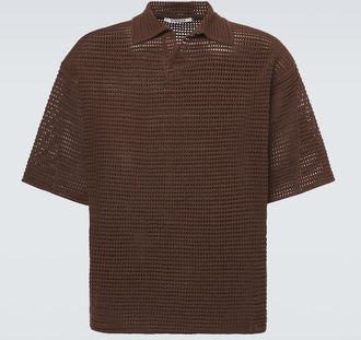Auralee Open-knit cotton and silk polo sweater
