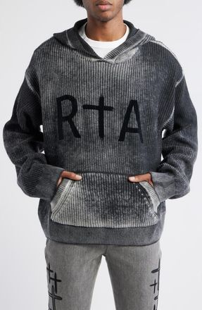 Rta Jasper Washed Relaxed Fit Hoodie in Black Glitch at Nordstrom, Size Medium