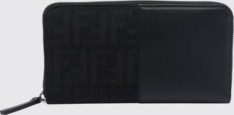 Fendi Portafoglio continental con zip in tessuto jacquard FF e pelle