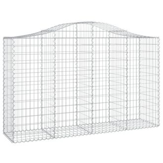 Berkfield Home Decorative Arched Gabion Baskets 4 pcs 200x50x120/140 cm Galvanis in Silver