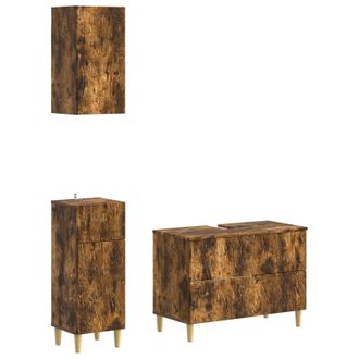 vidaXL Juego De Armarios De Ba&ntilde;o De 3 Piezas Delft Roble Ahumado Vidaxl
