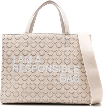 V° 73 Responsibility Logo tote bag - women - Recycled Polyester/Polyester/Recycled Cotton - One Size - White