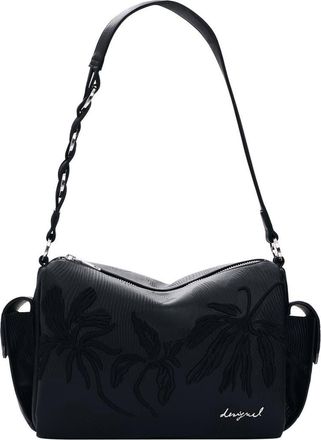 Desigual Floral Embroidered Faux Leather Shoulder Bag in Black at Nordstrom