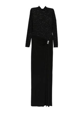 Nissa Rhinestone-Embellished Lace Maxi Dress