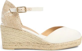 Castaner Chiarita/6/006 7 cm Wedges - Dames - Sleehakken - Wit - 36 EU - Katoen - Schoenen