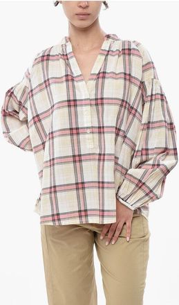 Woolrich Checked Plaid Blouse with V-Neck size Xxs