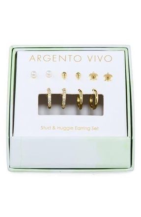 Argento Vivo Beach Set of 5 Assorted Stud & Hoop Earrings in Gold at Nordstrom Rack