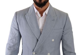 Dolce & Gabbana Mens Blue Cotton Linen Slim Fit Jacket Coat Blazer Light Clothing