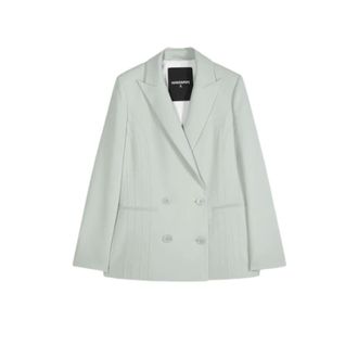 Patrizia Pepe Jassen, Dames, Groen, L, Polyester, Dubbele rij knopen jas met reverskraag
