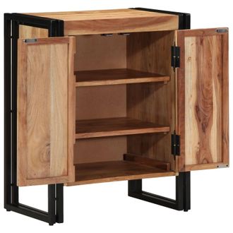 Berkfield Home Shoe Cabinet Black 30x30x40 cm Solid Acacia Wood & Steel in Brown | Size: 30 x 30 x 40 cm