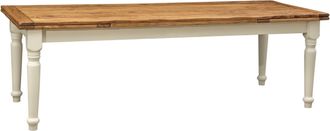 Biscottini International Mesa Estilo Country Extensible De Madera Maciza De Tilo Armaz&oacute;n Blanco Envejecido Cima Acabada Con Efecto Natural 250x100x80 Cm