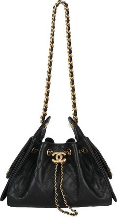 Chanel Black Leather 26P Quilted Caviar Mini 25 Hobo Handbag (Authentic Pre-Loved)