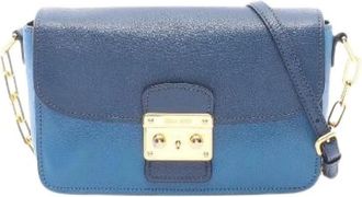 Miu Miu Pre-owned Madras Bicolore lederen schoudertas - Dames - Vintage Schoudertas - Blauw - ONE Size - Leer - Vintage
