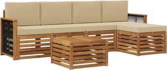 vidaXL Conjunto De Sof&aacute;s De Exterior 6 Uds. Natural Y Beige Vidaxl