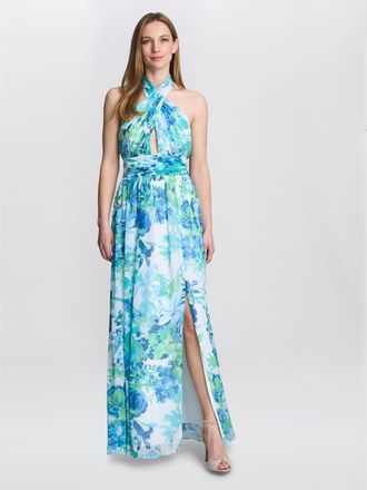 Gina Bacconi Womens Pam Halterneck Dress - Multicolour - Size 18 UK