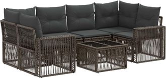 vidaXL Conjunto De Sof&aacute;s De Jard&iacute;n 7 Uds. Gris Rat&aacute;n Sint&eacute;tico Vidaxl