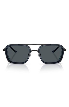 Emporio Armani 54mm Square Sunglasses in Matte Black /Blue at Nordstrom