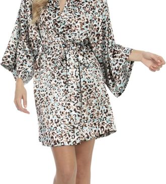 Midnight Bakery Carmelita Animal Matte Satin Wrapper Robe In Cream