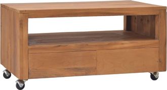 vidaXL Mueble De Tv Con Ruedas Madera Maciza De Teca 80x50x42 Cm Vidaxl