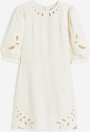 H&M Kleid mit Broderie Anglaise - White