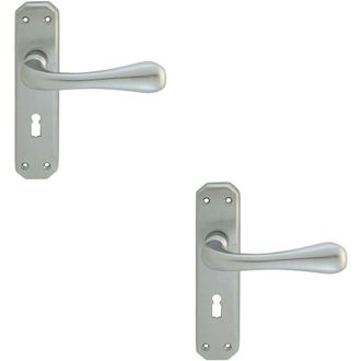 Loops 2x PAIR Heavy Duty Handle on Angular Lock Backplate 180 x 40mm Satin Chrome
