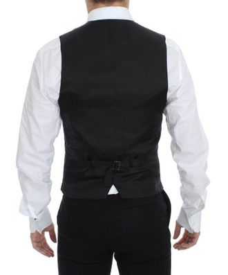 Dolce & Gabbana Wool Stretch Striped Vest - Black