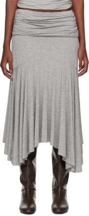 スカート a Ferretti Grey Virgin Wool Midi Skirt Alberta Ferretti Virgin Wool Midi Length Skirt - Grey Skirts
