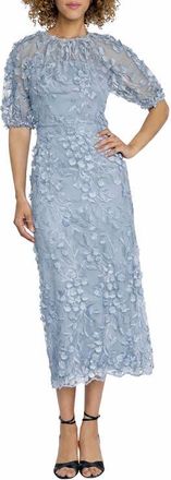 Maggy London Illusion Floral Appliqu&eacute; Gown in Glacier Lake at Nordstrom, Size 12