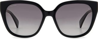 Rag & Bone 56mm Gradient Polarized Square Sunglasses in Black/Gray Polar at Nordstrom Rack