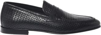 Baldinini Woven Print Leather Loafer - Heren - Loafers - Zwart - 43 EU - Leer - Schoenen