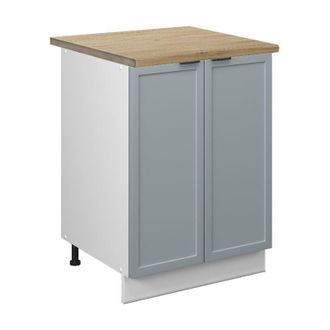 Vicco Mueble Bajo De Cocina Fame-line, Azul Claro-gris, 60 Cm, Et Roble, Vicco