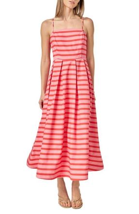 English Factory Stripe Sleeveless Maxi Dress in Pink/Orange Stripe at Nordstrom, Size X-Small