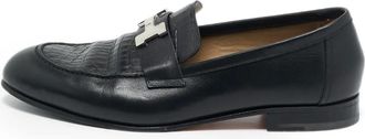 Herm&egrave;s Mocassini con effetto coccodrillo - Nero