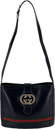 Gucci Black Leather Interlocking G Shoulder Bag (Authentic Pre-Loved)
