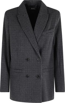 A.P.C. Blazers, female, Gray, XS, Lucy Jacket Anthracite Long Sleeve Button Closure
