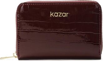 Kazar Elegante kleine portemonnee met reli&euml;fpatroon - Dames - Portefeuilles - Bruin - ONE Size - Leer - Accessoires